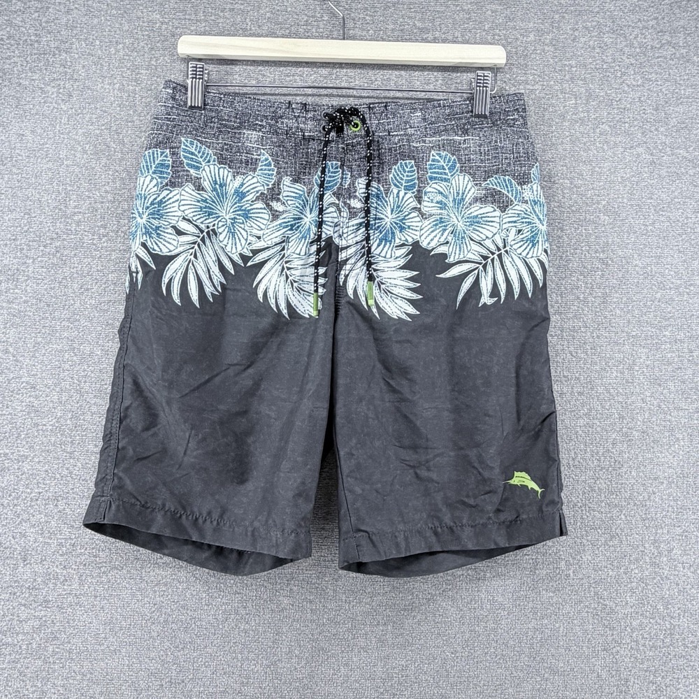 Tommy Bahama Swim Trunks Men Size Medium Hawaiian gray Beach